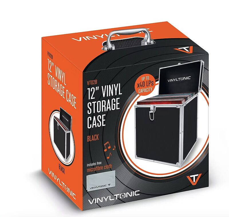 Vinyl Tonic 12inch VINYL RECORD LP STORAGE CASE (BLACK) x1 30cm x 30cm MICROFIBRE CLOTH