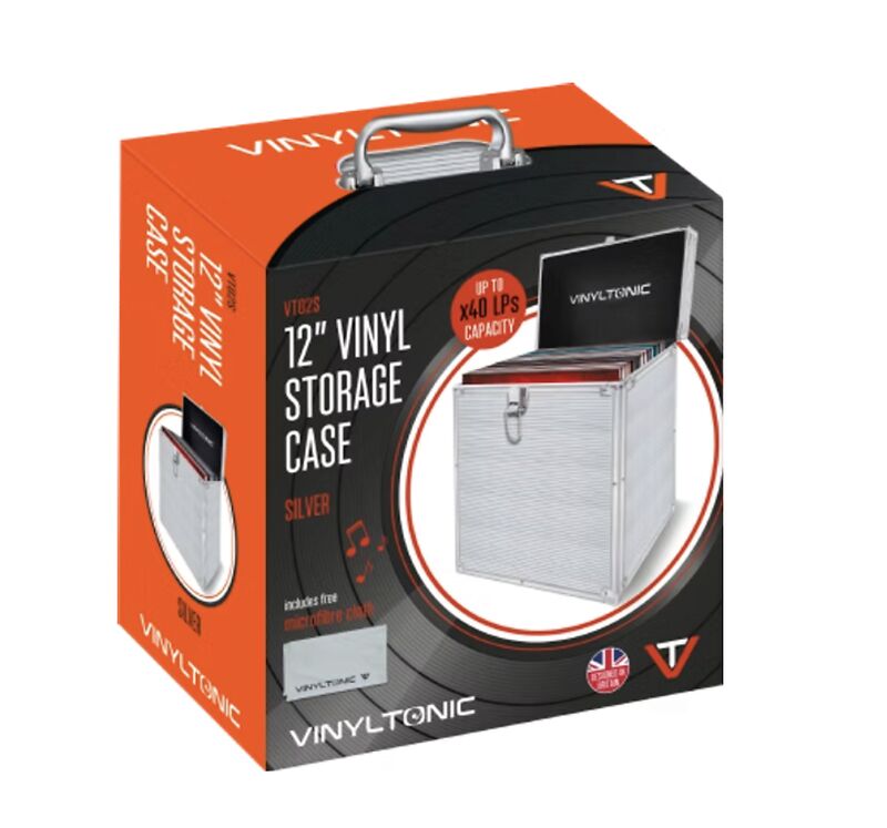 Vinyl Tonic 12inch VINYL RECORD LP STORAGE CASE (SILVER) x1 30cm x 30cm MICROFIBRE CLOTH