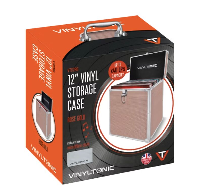 Vinyl Tonic 12inch VINYL RECORD LP STORAGE CASE (ROSE GOLD) x1 30cm x 30cm MICROFIBRE CLOTH 