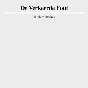De Verkeerde Fout by Borokov Borokov