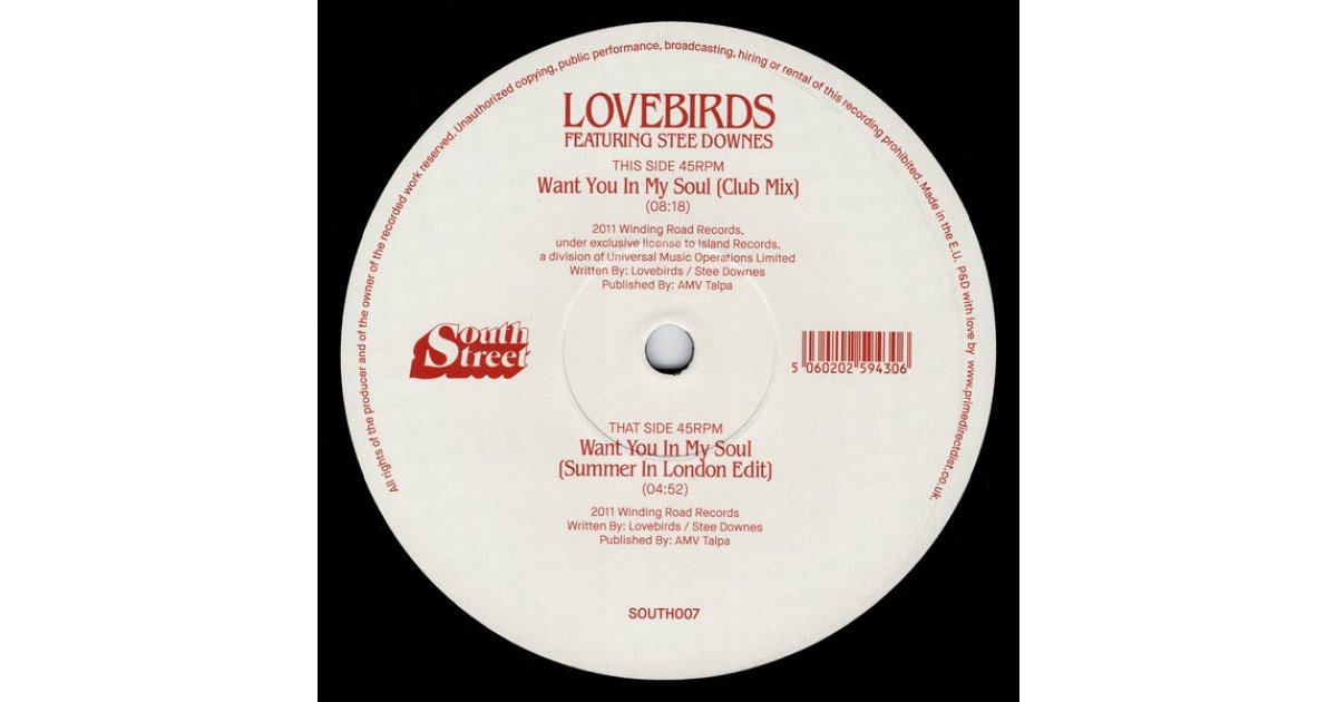 レコード LOVEBIRDS - WANT YOU IN MY SOUL 再発12inch